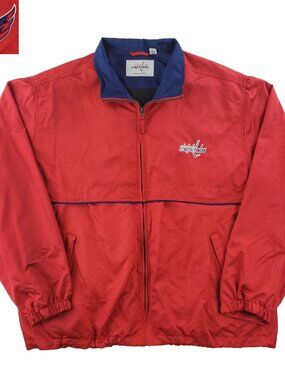 Washington Capitals Jacket Windbreaker Vented Midweight Embroidered Men's XL